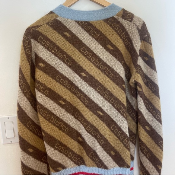 NWT Casablanca Diagonal Logo Cardigan mohair tan knit sweater - Picture 6 of 16